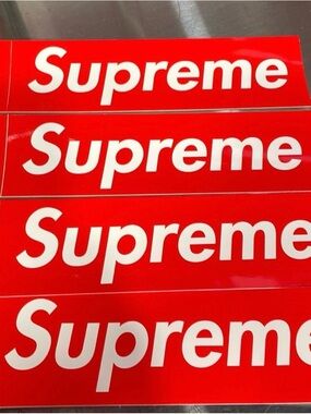 Supreme Red and White Logo Stickers